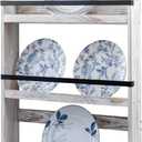 MyGift Wall Plate Display Rack, 3 Tier Farmhouse Whitewashed Wood Wall Mounted Plate Storage Rack, Holds 6-10inch Plates
