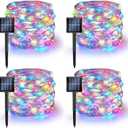 Dazzle Bright 4 Pack Solar String Lights Outdoor, Total 160FT 480LED Solar Powered Waterproof Fairy Lights 8 Modes, Silver Wire Lights for Christmas Patio Party Tree Yard Decoration (Multi Color)
