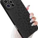 Case for iPhone 16 Pro Max Back Leopard Pattern Design, Black | Soft TPU Bumper PU Leather Shock Absorption Anti-Drop Protective Slim Cover for Women Girls Men
