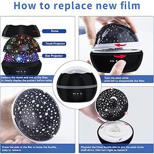 Night Light Projector for Kids Truck Toys for Boys, 360 Degree Rotation Baby Night Lights with Car and Star Theme, Birthday Party Festival Decor(Black)