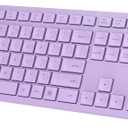 LeadsaiL Purple Wireless Keyboard, 2.4GHz Full-Sized Ergonomic Computer Keyboard, Cordless Noiseless Keyboard,12 FN Shortcuts for Windows MacOS Laptop Computer
