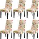 JQinHome Summer Chair Covers Set of 4, High Stretch Removable Washable Chair Seat Protector, Colorful Floral & Butterfly Print Dining Chair Slipcovers for Home, Party, Kitchen Decor