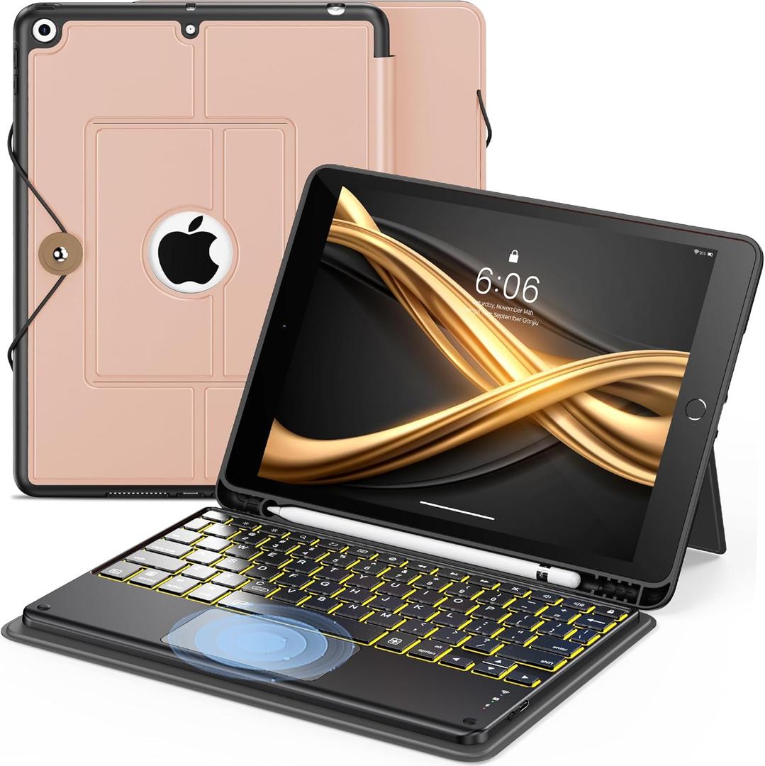 INFILAND Keyboard Case for iPad 9th/8th/7th Generation 10.2 Inch, 7-Color Backlight & High Precision Trackpad, Slim Detachable Folder Style Keyboard Case with Pencil Holder (Rose Gold) INFILAND Keyboard Case for iPad 9th/8th/7th Generation 10.2 Inch, 7-Color Backlight & High Precision Trackpad, Slim Detachable Folder Style Keyboard Case with Pencil Holder (Rose Gold)