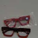 REAVEE 3 Pack Thick Frame Reading Glasses for Women Men, Oversized Fashion Blue Light Blocking Readers Spring Hinge (Black/Red/Red Leopard, +1.75)