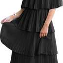 ETCYY Women's Off The Shoulder Ruffles Summer Wedding Guest Loose Casual Chiffon Long Party Beach Maxi Dress (Black)
