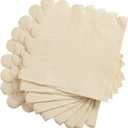 200 Pack Cocktail Napkin 2-Ply Scalloped Edged Dessert Napkins Folded 5 x 5 Inches Disposable Napkins for Dinner Wedding Birthday Party Bridal Anniversary Reception Event (Milky-White)