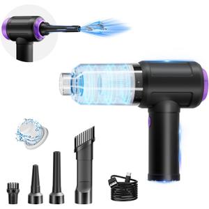 Car Vacuum Cleaner - High-Power 14500PA- Handheld Vacuum - Air Duster 2 in 1 - with Brushless Motor for Car - Home - Office - and Pets(Black, Small)
