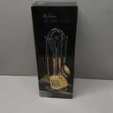 Generic Stainless Steel Kitchen Utensil Set, Spoon, Spatula, Pasta Server, Small Spatula (Black & Gold)