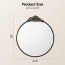 PlushVibes Vintage Round Mirror, 24"x26" Baroque Circle Mirrors, Black