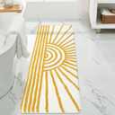 Uphome Bathroom Runner Rug, Yellow and White Sun Long Bath Mat, Non Slip Water Absorbent Bath Rug, Modern Minimalism Aesthetic Machine Washable Bathroom Floor Mat for Bathtub Sink Laundry, 20x59 inch