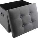 Storage Ottoman,Foot Rest Stool,Linen Footstool Storage Bench, 17x13x13in,350 lbs Folding Bench Small Ottoman for Living Room, Bedroom, Dorm. Dark Gray