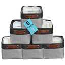 OrganiHaus Small Fabric Storage Baskets 6 Pack, 12x8in Cloth Storage Bins for Shelves, Small Baskets for Organizing Bathroom Pantry Closet, Canvas Shelf Baskets, Gray/Black