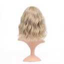FAELBATY Blond Wig Short Bob Wigs With Air Bangs Shoulder Length Women's Wig Curly Wavy Synthetic Cosplay Wig for Girl Costume Wigs Mix Khaki Blonde Gold Color
