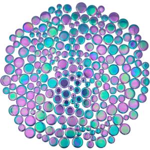 1.1 lbs Iridescent Ceramic Round Mosaic Tiles, 4 Sizes, Multi-Color Glossy Circles for DIY Craft, Backsplash, Home Decor, and Art Projects (Royal Blue)
