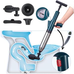 High Pressure Air Toilet Plunger, Plunge Blaster Unclogger Tool for Toilet clearning,Drain unclogging/Bathtub unclog,Remove Sewer Blockage (Standard, Green)