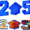 Tellingyou 3 Pcs 13.7" Graduation Fillable Letter,Plastic Number Trays for Food 2025,2025 Charcuterie Number,Grad Fillable Letter for Class of 2025 Congrats Grad Party Supplies (Blue)