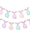 Mermaid Happy Birthday Banner - Mermaid Birthday Party Decorations, With A Textured Fin And Sequins, Ocean Themed Banner Garland, Under The Sea Themed Party Supplies
