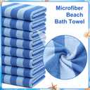 Gilprop 8 Packs Oversized Stripe Beach Towels Microfiber Pool Towel with Bags & Clips Soft Absorbent Quick Dry Camping Towels for Women Men Travel Families Swim (60×30 in,Blue)
