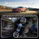 4K Dash Cam Front and Rear | 3840P UHD Dual Dash Camera for Cars with WiFi & 64GB Card | 3.18" IPS Screen, Zinc Alloy Metal Shell, Super Night Vision, G-Sensor, 24H Parking Mode