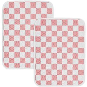 2 Pack Pink Checkered Washable Pee Pads for Dogs, Checkered Reusable Dog Pee Pads, for Puppy Playpen, Crate, Whelping Box, Potty Training, Cute Aesthetic Absorbency, Leak-Proof Non-Slip