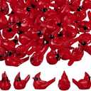 Cinnvoice 200 Pcs Mini Resin Red Cardinal Bird Figurines Tiny Cardinal Figurine Decor Small Miniature Ornaments Mini Birds to Hide for Spring Gift Garden Crafts Cake Topper Decoration