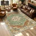 YARNSCAPE 8' x 10' Machine Washable Area Rug, Non-Slip Low-Pile Carpet