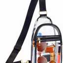 Clear Bag Stadium Approved with Front Pocket,Clear Crossbody Purse Bag for Women Men for Concerts Sports Festivals (Black)