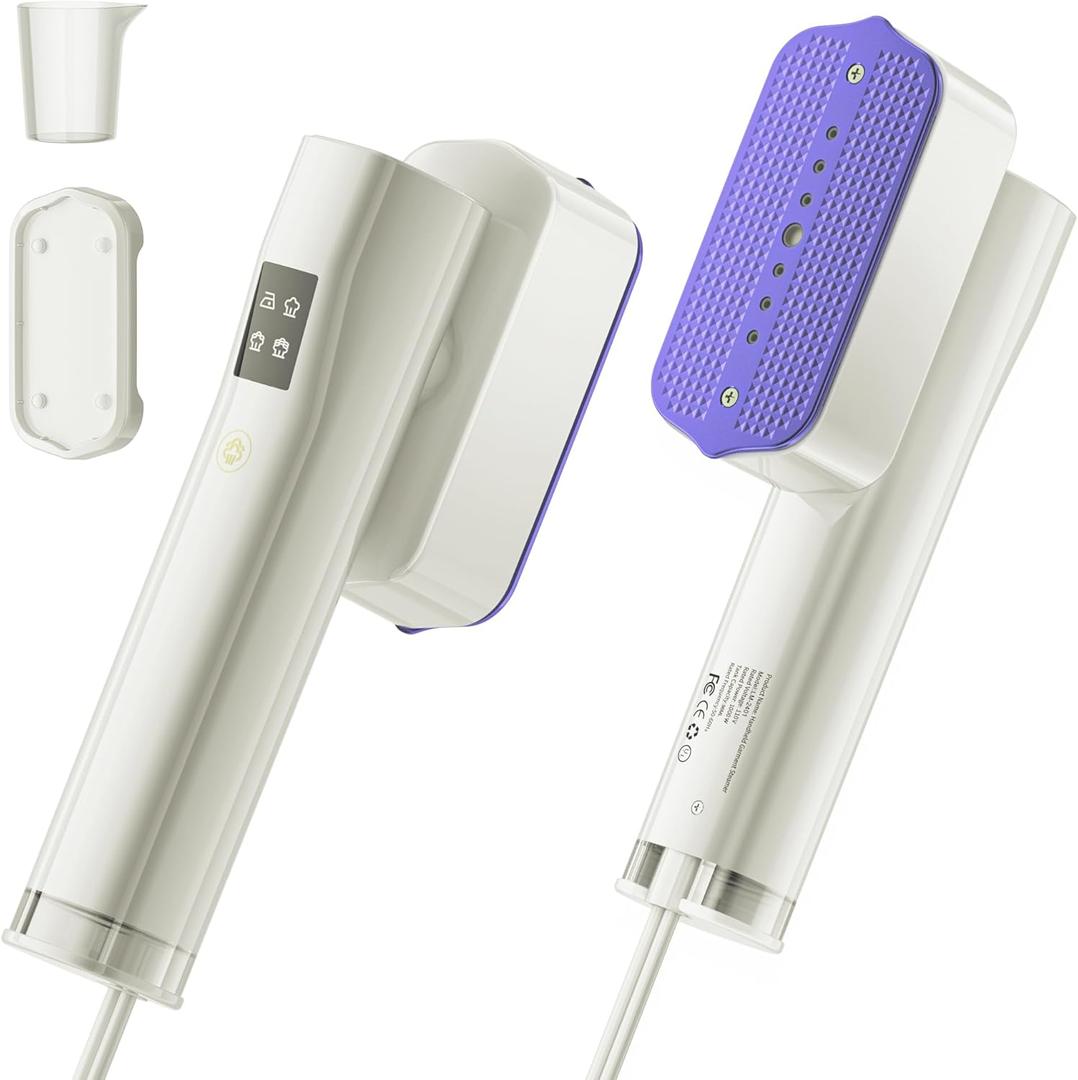 Steamer for Clothes, Handheld and Portable with 15-Second Heat-Up, 2-in-1 Steamer & Iron with Smart Touch Operation and 4 Modes, Suitable for All Fabrics, Ideal for Home & Travel (IvoryWhite)