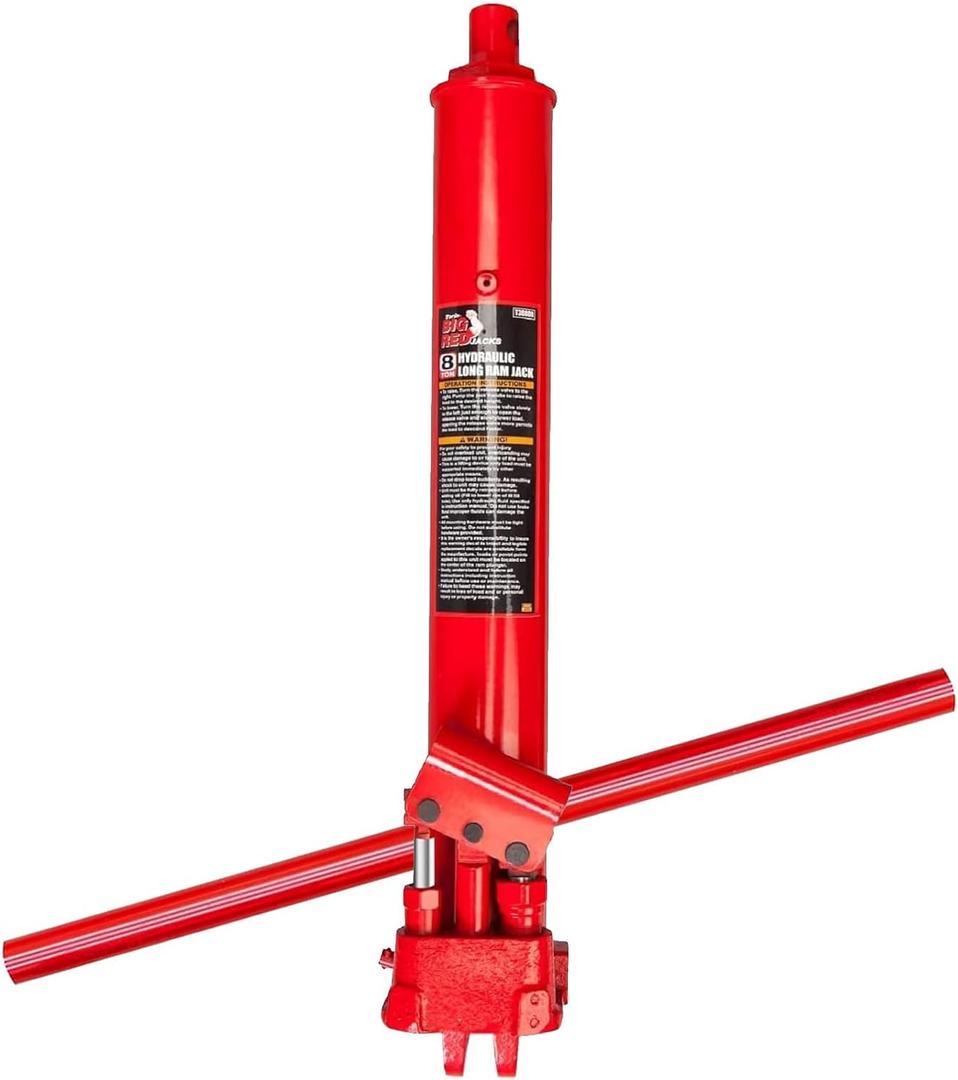 BIG RED Torin Hydraulic Long Ram Jack with Double Piston Pump and Clevis Base (Fits: Garage/Shop Cranes, Engine Hoists, and More): 8Ton (16,000 lb.) Capacity, Red