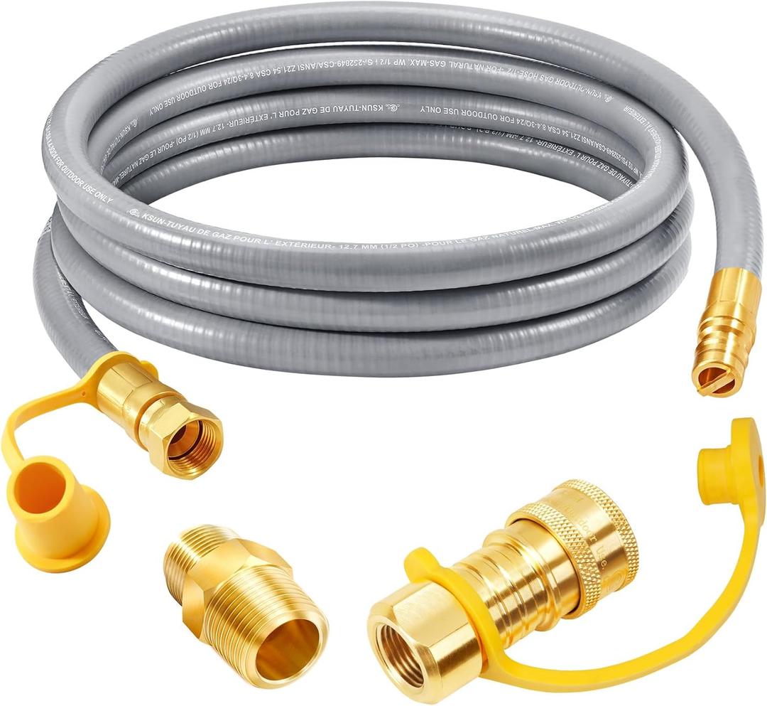 GasSaf 8FT 3/8" ID Natural Gas Hose, Natural Gas Grill Hose with Quick Connect Fitting Suitable for Weber Grills, Blackstone Griddles, Generator, Patio Heater - CSA Certified