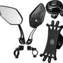 4 Pcs Bike Accessories Set Adjustable Rear View Bike Mirror, 360 Phone Holder, Loud Bicycle Bell, Handlebar Mount Cycling Kit for Mountain Road Bikes