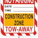 Temporary No Parking Construction Zone Tow Away Sign Do Not Block 14" x 10" With 35" Long Metal Stake Private Property Driveway Road With Stand Aluminum Outdoor Yard Business Home