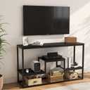 YOUDENOVA TV Stand for TVs up to 65 Inch, TV Console Table with 3-Tier Open Storage Shelves, Modern Industrial Entertainment Center for Living Room, Bedroom, Black