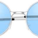 Hippie Sunglasses 70s Round Hippie Glasses Party Decoration Sunglasses for Women with Colored Glasses Cloth (A11-clear Blue)