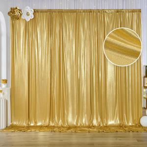 10x10 ft Gold Sequin Backdrop Curtain Panels for Parties, Wrinkle Free Glitter Photo Backdrop Drapes 2 Panels 5x10FT Shimmer Back Drop Cloth for Wedding Birthday Christmas Photography Background