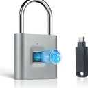 Fingerprint Padlock, Portable USB Charging with Reset Key, Smart Padlock Quick Unlock, Waterproof and Rustproof, Padlocks for School Locker, Warehouses, Gym, Homes, Office Cabinets
