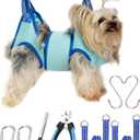 Kkiimatt Dog Grooming Hammock, XXS Dog Hanging Harness Holder for Nail Clipping,Nail Trimming Hammock, Grooming Sling Hanger Restraint Bag with Wide Strap Sewed, XX-Small 7 LB Max/Turquoise