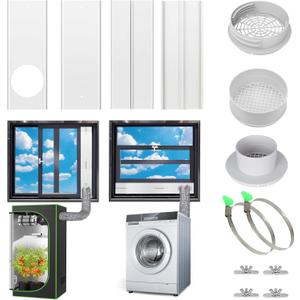 Window Vent Kit, Portable Air Conditioner Window Kit, Universal for 4/6 Ducting & 5.1"/5.9" Hose for Sliding Window, Upgraded AC Window Seal Kit for HVAC, Inline/Duct Fans, Grow Tent, Dryer