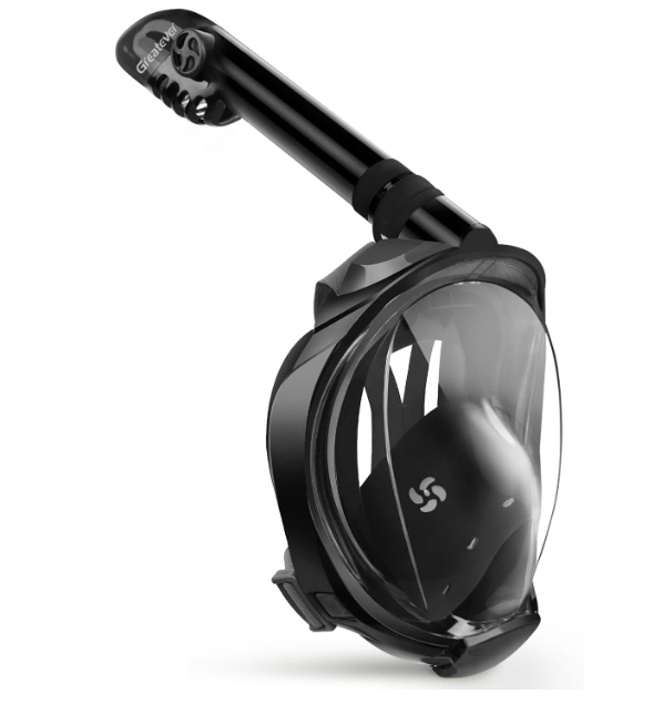 Greatever G2 Full Face Snorkel Mask with Latest Dry Top System,Foldable 180 Degree Panoramic View Snorkeling Mask with Camera Mount,Safe Breathing,Anti-Leak&Anti-Fog (Large/ X-Large, Blue Black)