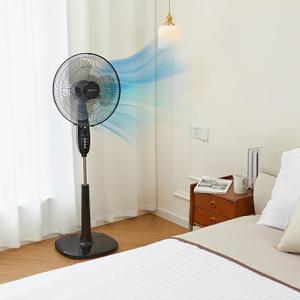 Lasko Pedestal Fan, Oscillating Fan for Bedroom with Adjustable Height and 3 Cooling Speeds, Portable, 18", Black