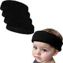 COUVER Baby Infant Terry Solid Color Headband/Terry Cloth Head Band - 4 Pieces (Black)