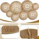 YIYA Set of 8 Boho Wall Decoration Jute Wall Decor Baskets Round Hand Woven Wicker Rattan Wall Art for Living Room Farmhouse Bedroom Nursery, 7.9 x 9.8 x 13.8 x 15.8 x 19.7 x 21.7 inches