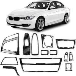 13PCS Carbon Fiber Interior Trim Kit Compatible with BMW 3 Series F30 F31 F34 2012-2019 Compatible with 4 Series F32 F33 F36 2014-2020