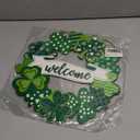 Wooden St. Patrick's Day Decoration Shamrock Door Wreath for Front Door Sign Wall Signs Shamrock Clover Spring Decoration, Irish Sign Welcome Hanging for Home Decor Party Outdoor Indoor Supply