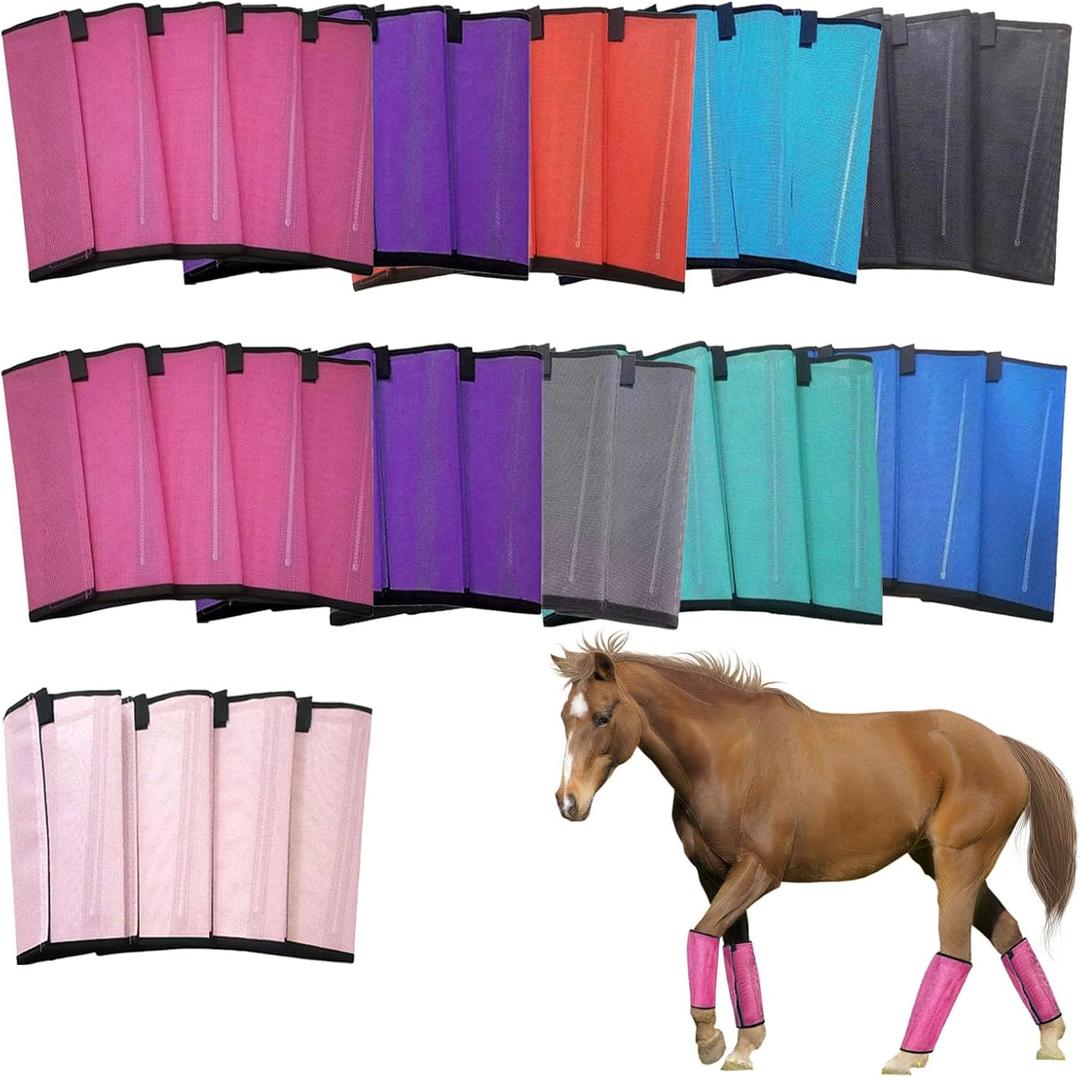 Loose Fitting Horse Fly Boots, Breathable Mesh Boots Protective Horse Leg Wraps, Horse Leggings for Preventing Flies and Mosquitoes Bites-Reduces Leg Fatigue (9-colors)