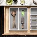 Madesmart Premium 2 Compartment Utensil Tray, Deep Storage for Ladles, Whisks & Serving Tools, Non Slip Lining, for Drawers & Home Organization, White
