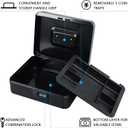 KYODOLED Large Cash Box with Combination Lock Safe Metal Money Box with Money Tray for Security Lock Box 9.84"x 7.87"x 3.54" Black