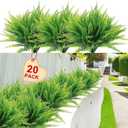 20 Bundles Artificial Boston Fern Plants  Lifelike UV Resistant Fake Plants for Outdoor & Indoor, Faux Greenery Stems for Garden, Porch, Patio, Yard, Home, Office Decor