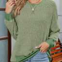 SHEWIN Women Fall Sweatshirt Lightweight Long Sleeve Pullover Tops Casual Oversized Shirts Color Black Patchwork Shirts Size S Green (Green, S)