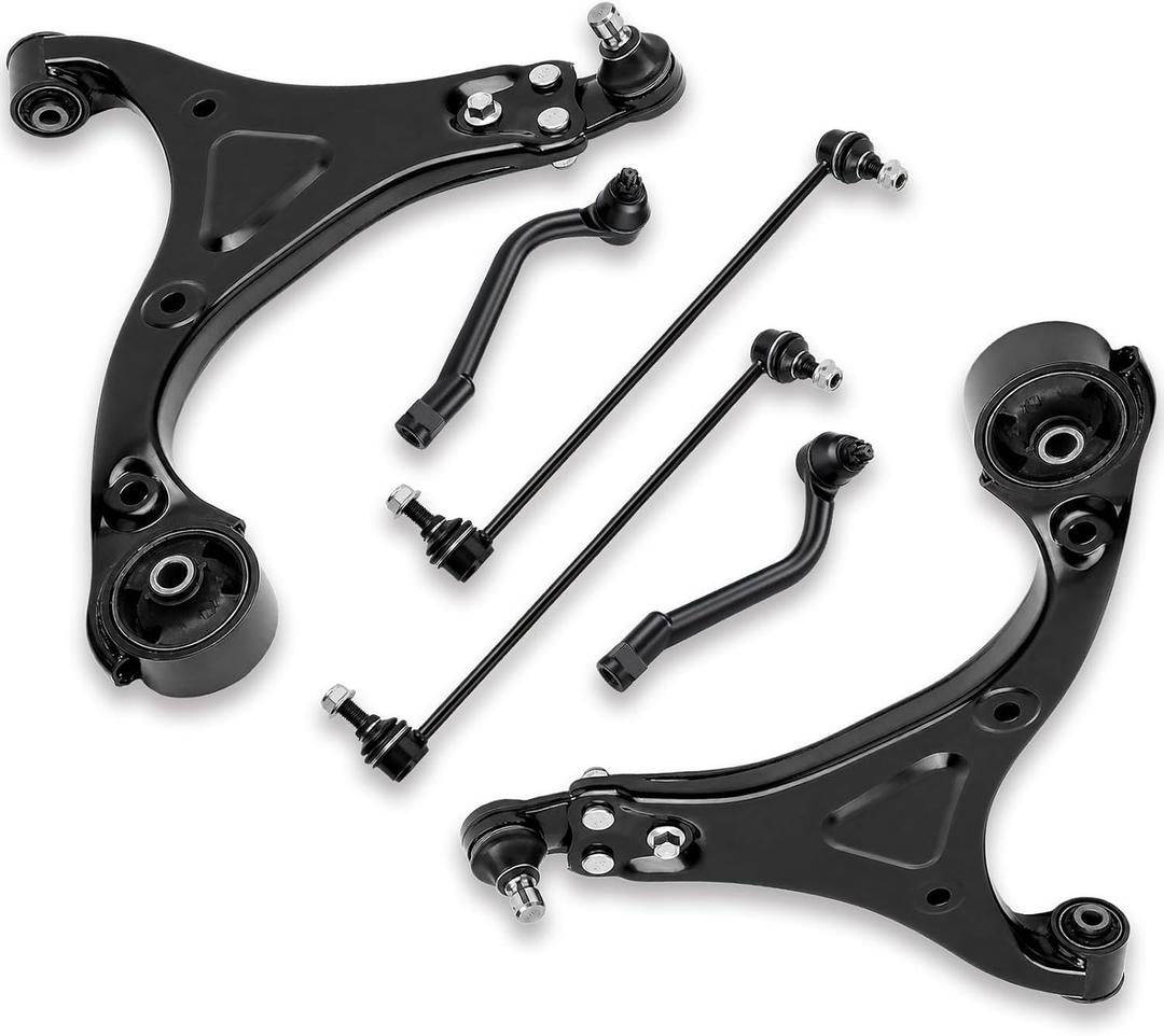 6Pcs Front Suspension Kit Compatible with 2011-2014 Hyundai Sonata 2.4L (Without Sport Suspension), Lower Control Arms w/Ball Joints, Sway Bar Links, Outer Tie Rod Ends, K622360 K622361